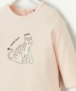 Pyjama coton bébé fille rose motif thème léopard