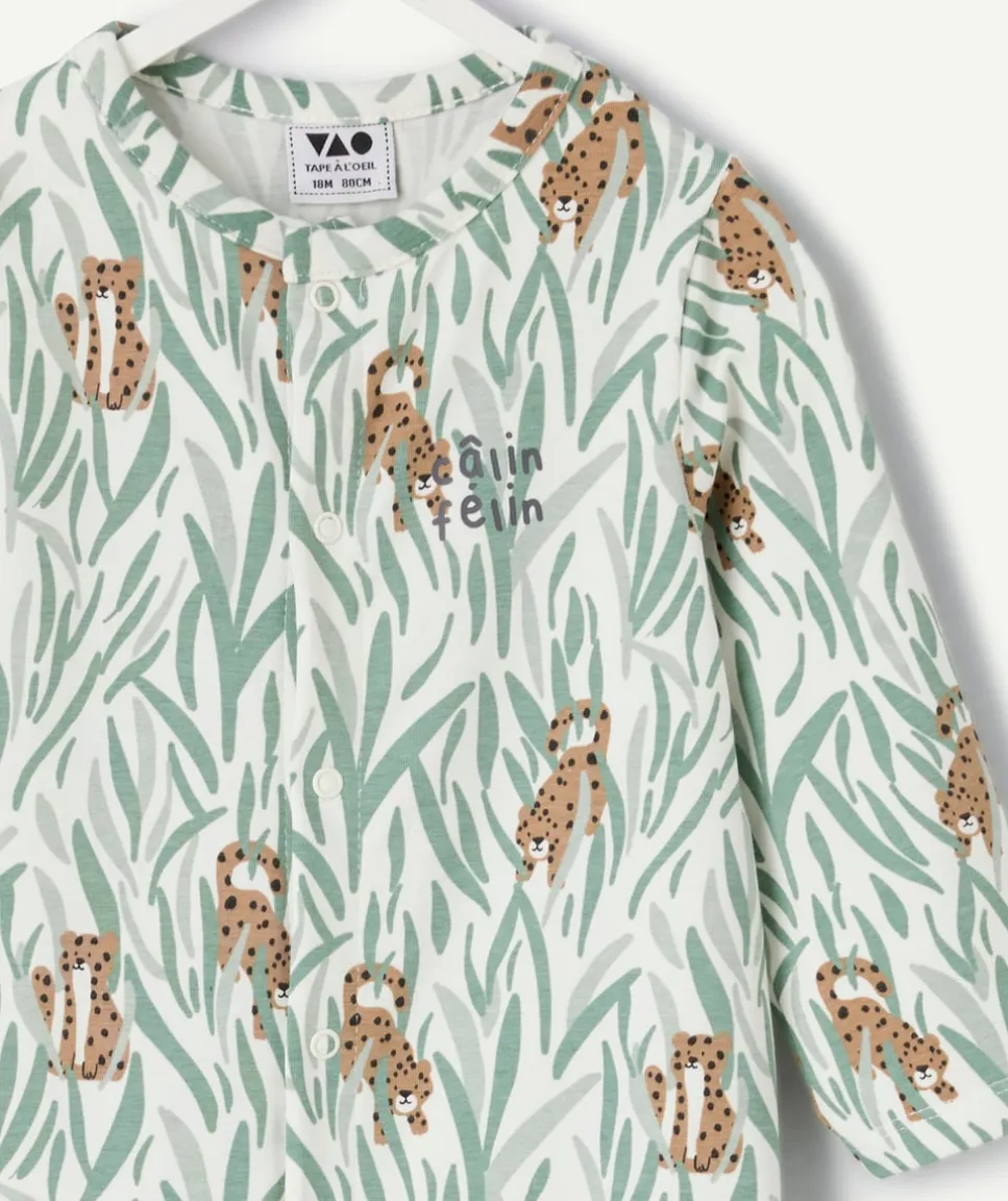Pyjama coton bébé garçon imprimé animal vert