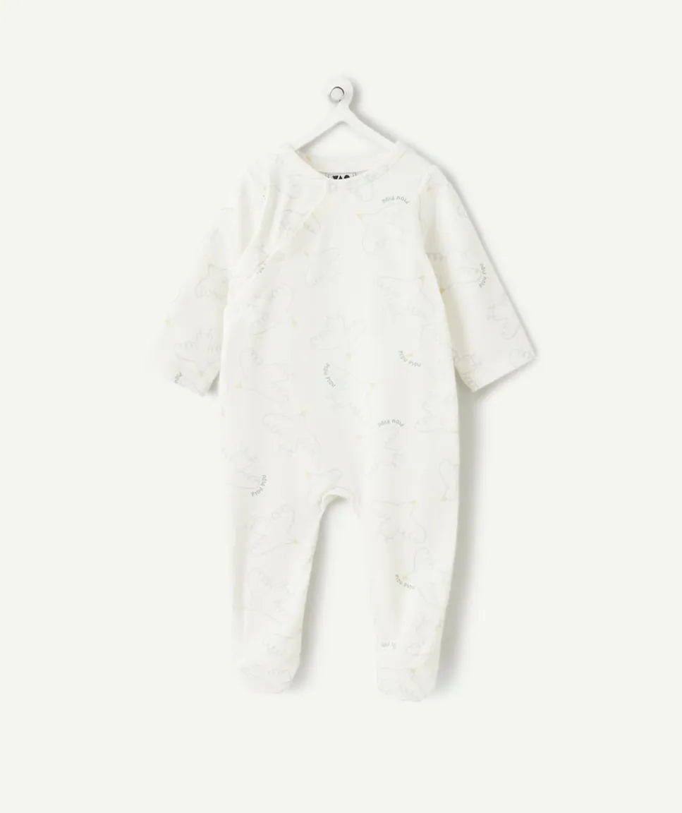 Pyjama coton bébé mixte à imprimé oiseaux écru