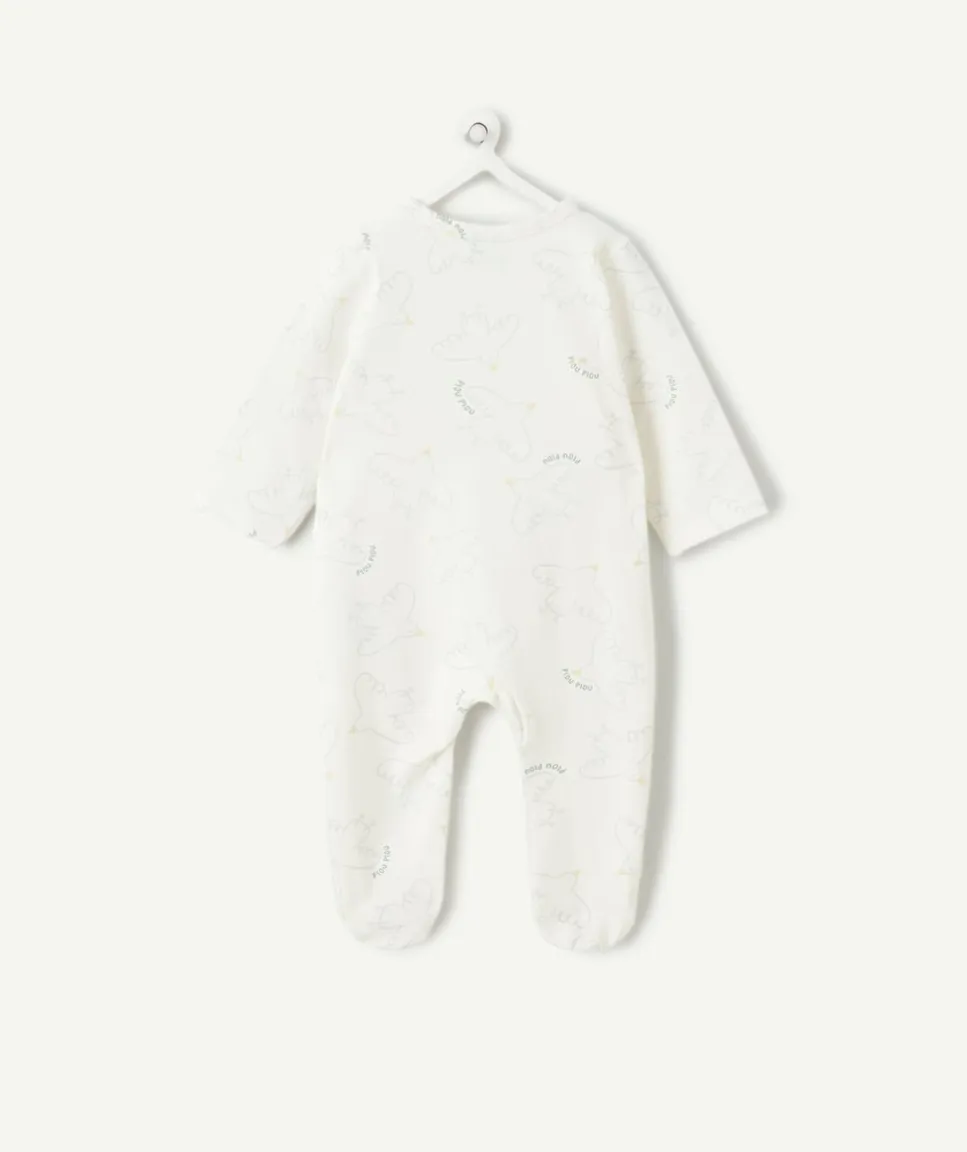 Pyjama coton bébé mixte à imprimé oiseaux écru