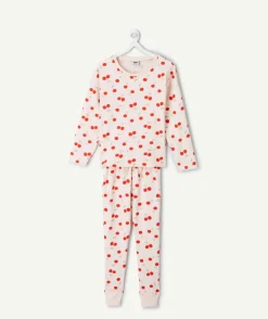 Pyjama coton fille rose imprimé cerises