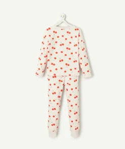 Pyjama coton fille rose imprimé cerises