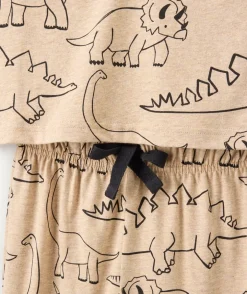 Pyjama coton garçon beige imprimé dinosaures