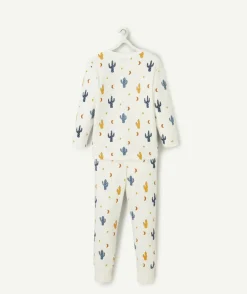 Pyjama coton garçon écru motifs cactus et lunes