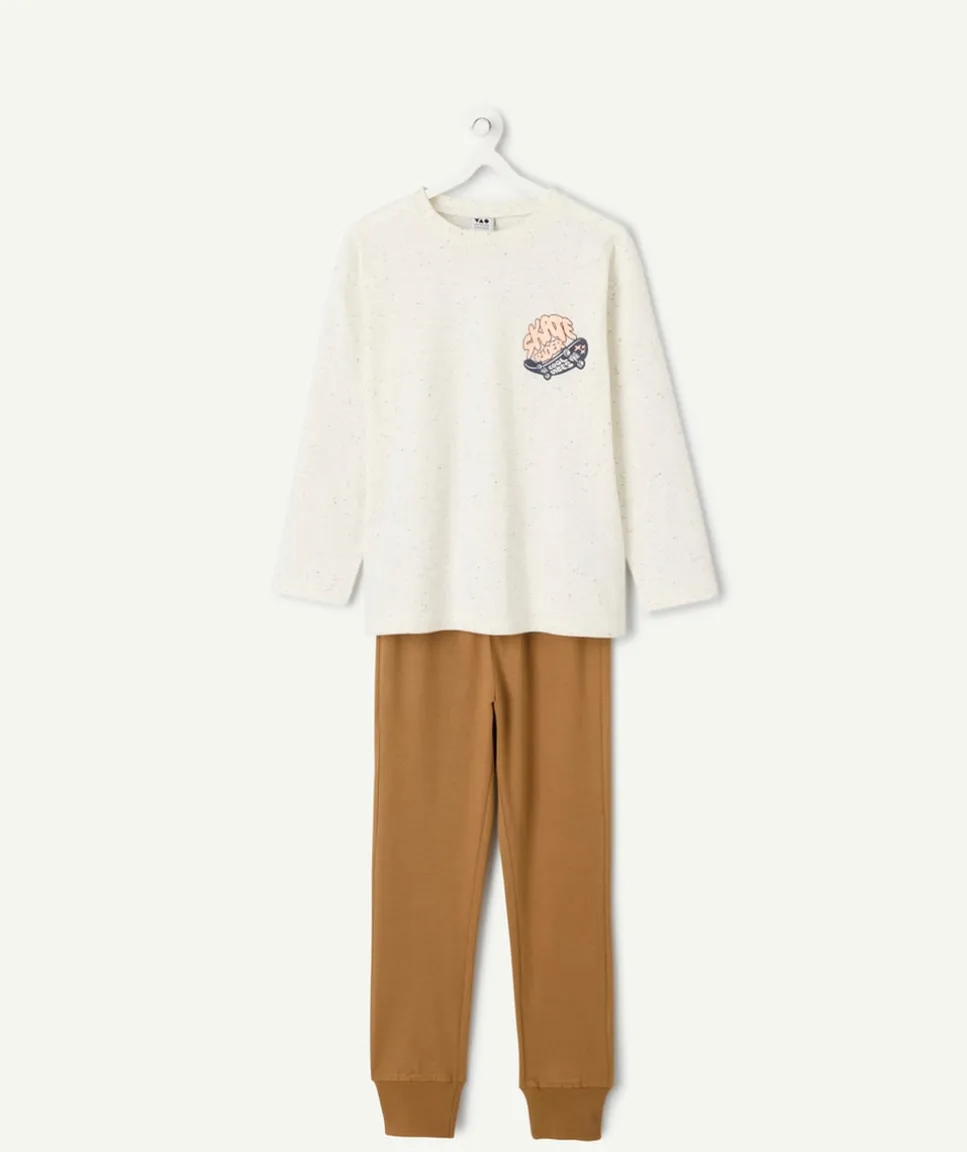 Pyjama coton garçon imprimé beige