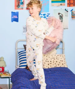 Pyjama coton garçon imprimé beige