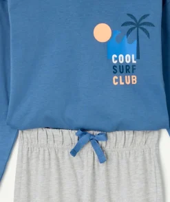 Pyjama coton garçon imprimé bleu