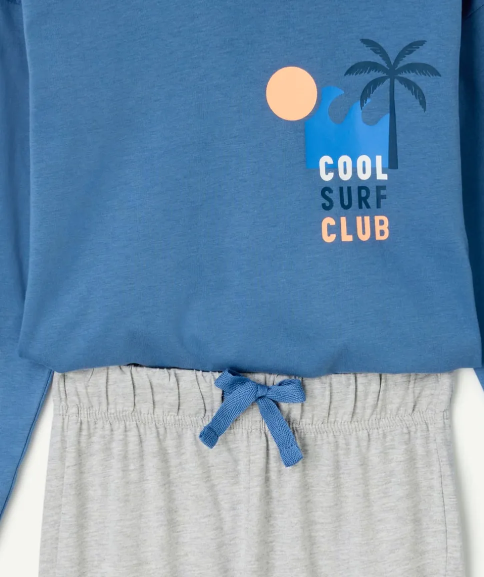 Pyjama coton garçon imprimé bleu