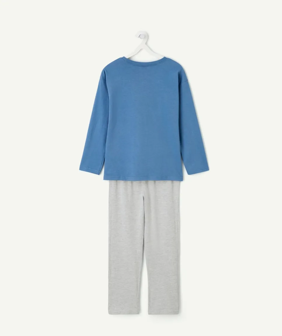 Pyjama coton garçon imprimé bleu