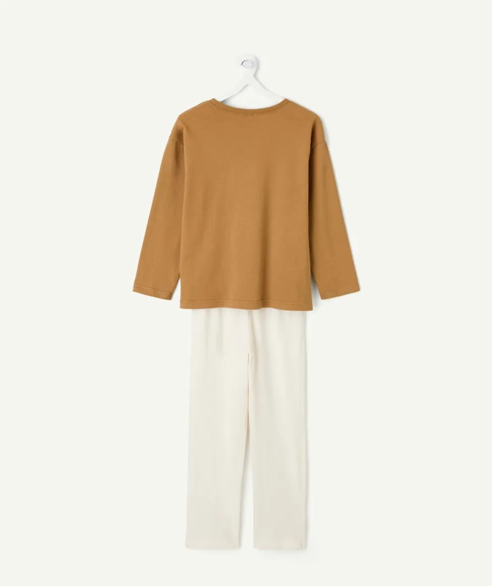 Pyjama coton garçon marron imprimé