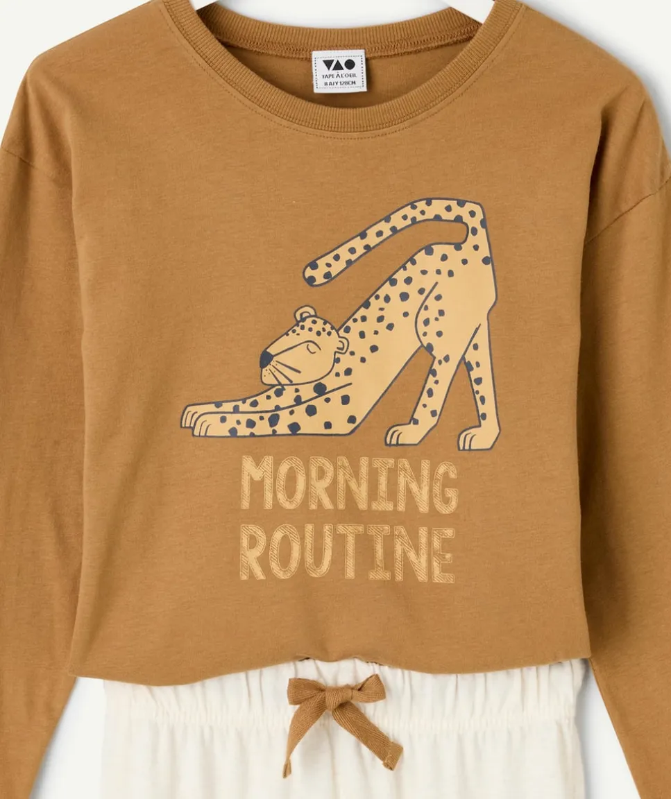 Pyjama coton garçon marron imprimé