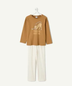 Pyjama coton garçon marron imprimé