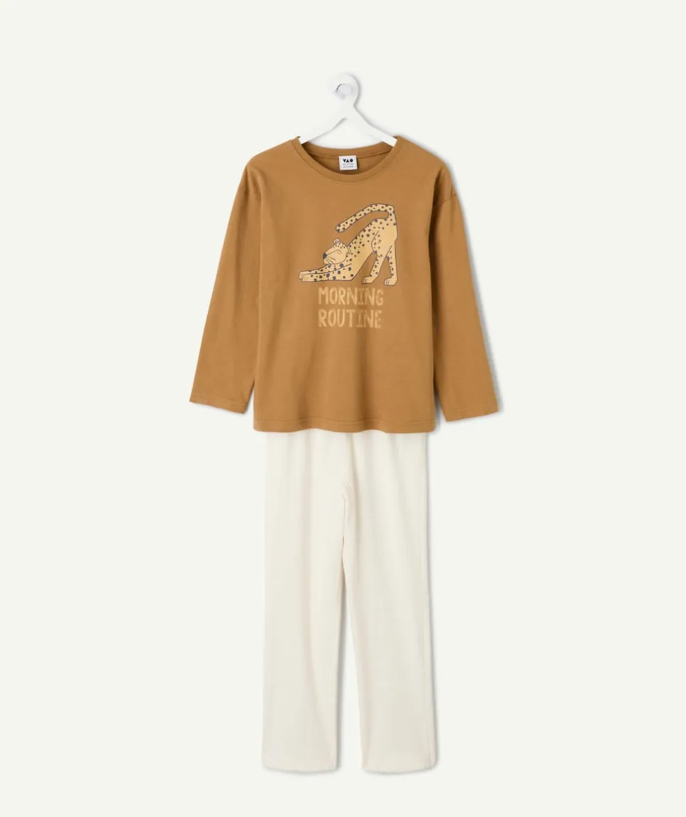 Pyjama coton garçon marron imprimé
