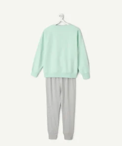 Pyjama coton garçon vert et gris imprimé