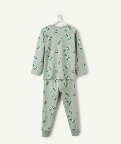 Pyjama coton garçon vert imprimé fusées