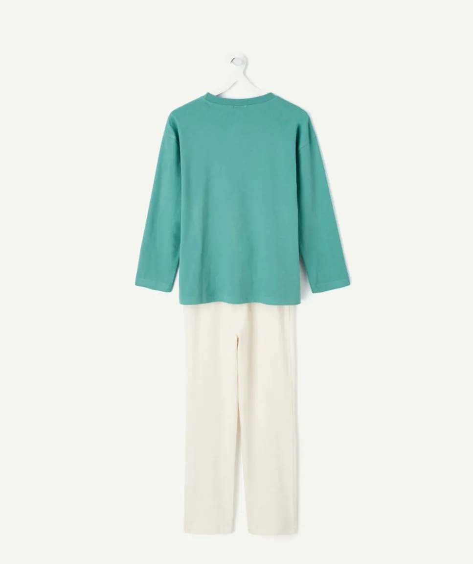 Pyjama coton garçon vert imprimé
