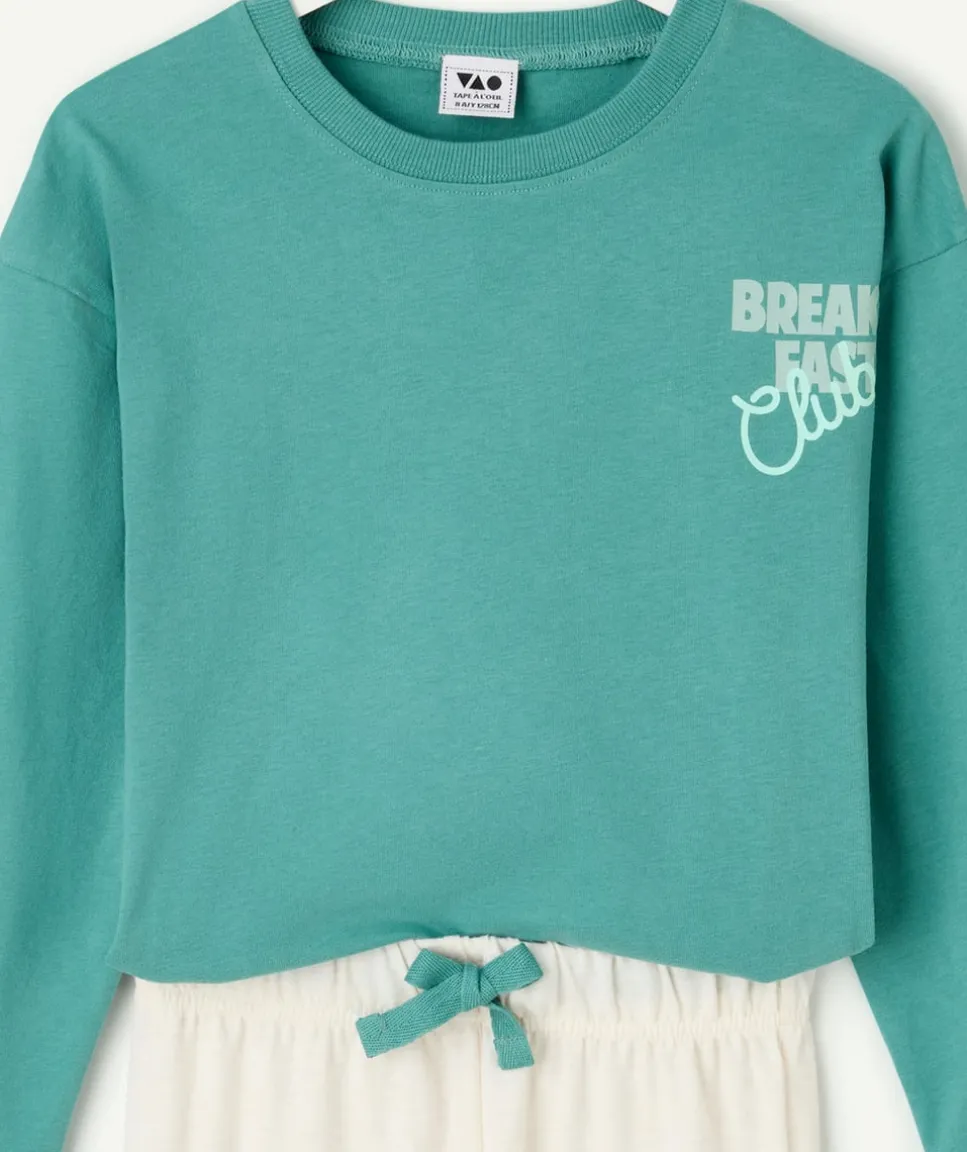 Pyjama coton garçon vert imprimé