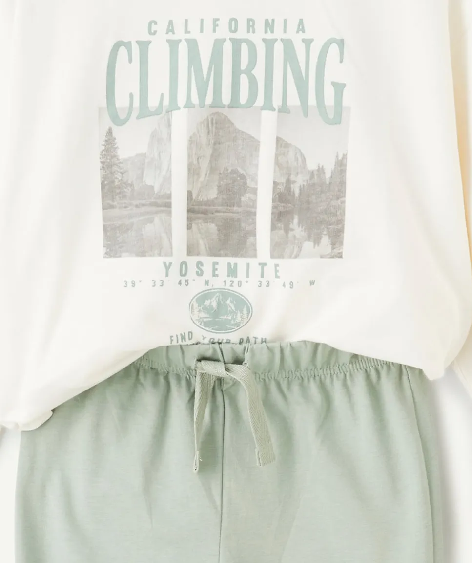 Pyjama coton garçon vert imprimé