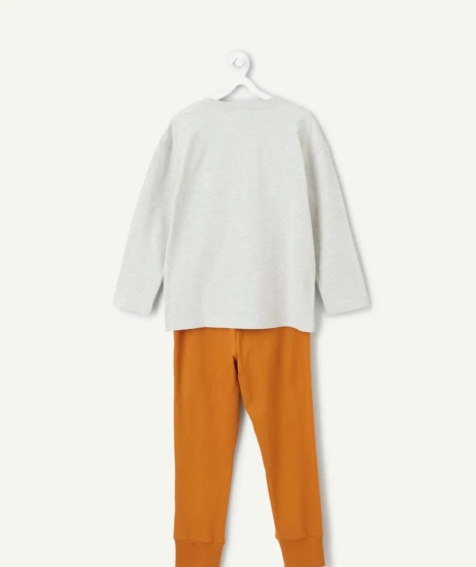 Pyjama coton garçon western gris et orange