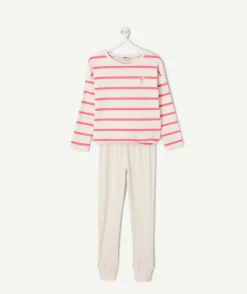 Pyjama coton rayé fille blanc