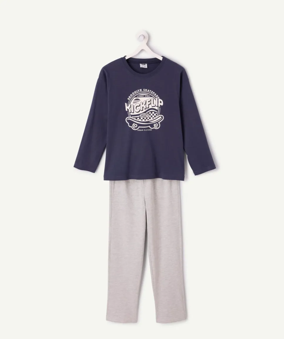Pyjama coton skate garçon coton bleu gris