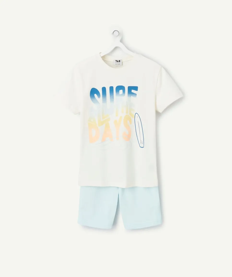 Pyjama court garçon en coton imprimé surf