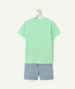 Pyjama court garçon vert fluo