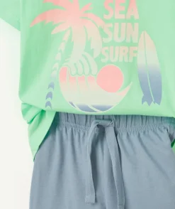 Pyjama court garçon vert fluo