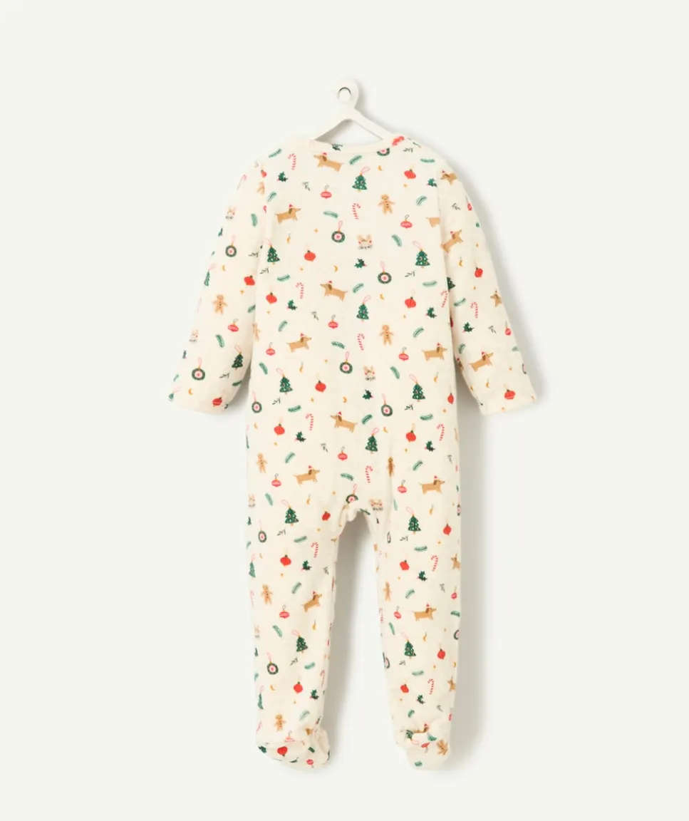 Pyjama écru avec motifs de noël pour bébé fille