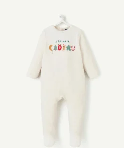 Pyjama de noël pour bébé garçon effet velours avec écriture