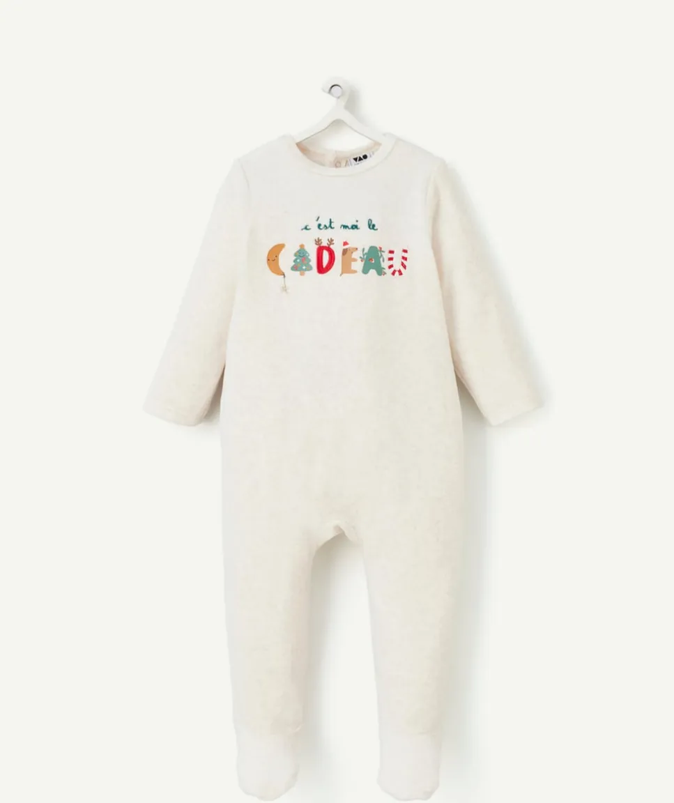 Pyjama de noël pour bébé garçon effet velours avec écriture