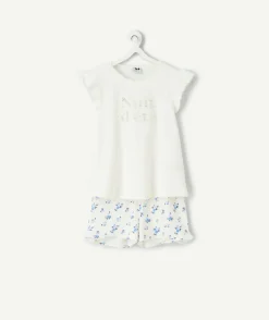 Pyjama deux pièces fille coton blanc