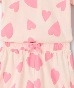 Pyjama deux pièces fille coton imprimé rose
