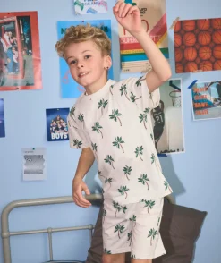 Pyjama deux pièces garçon coton imprimé palmier