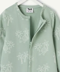 Pyjama en coton bébé garçon vert imprimé