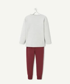 Pyjama garçon coton bio gris et bordeaux thème espace