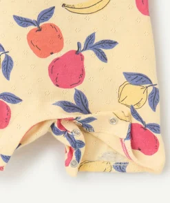 Pyjama léger bébé fille en coton bio jaune imprimé fruit