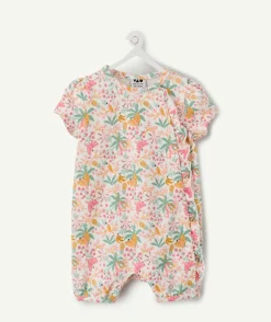Pyjama léger bébé fille rose imprimé tropical