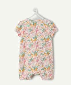 Pyjama léger bébé fille rose imprimé tropical