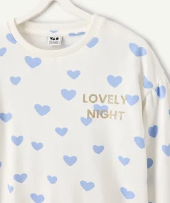 Pyjama long chaud en molleton fille manches longues imprimé