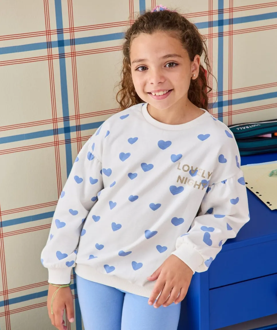 Pyjama long chaud en molleton fille manches longues imprimé