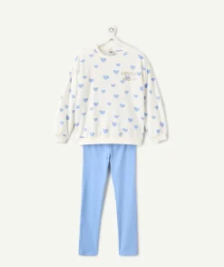 Pyjama long chaud en molleton fille manches longues imprimé