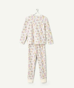 Pyjama long en coton pour fille imprimé fleuri