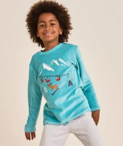 Pyjama long garçon thème ski tout doux