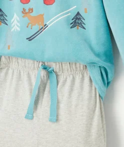 Pyjama long garçon thème ski tout doux