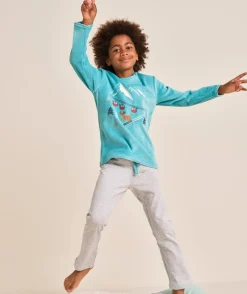 Pyjama long garçon thème ski tout doux