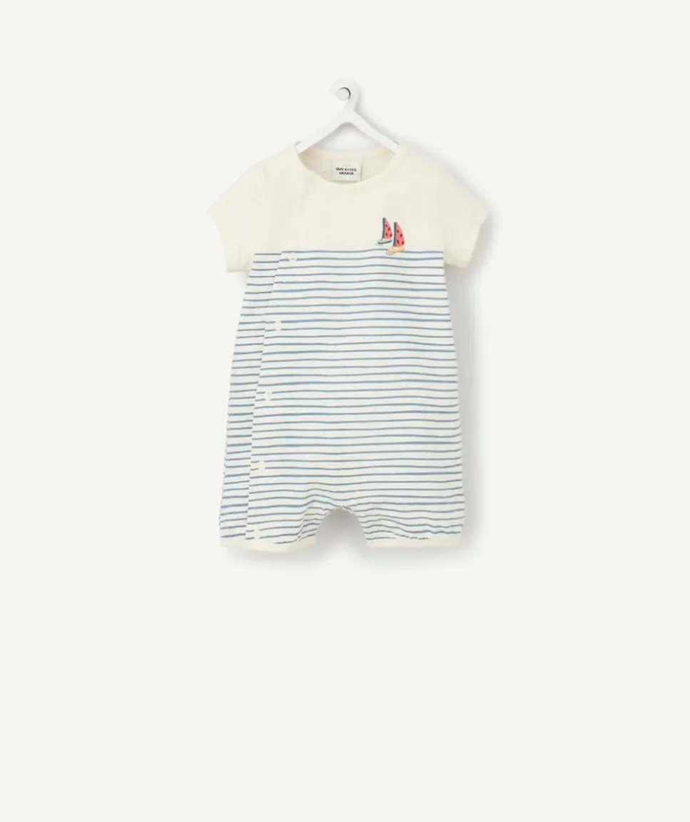 Pyjama à manches courtes en coton bio avec rayures
