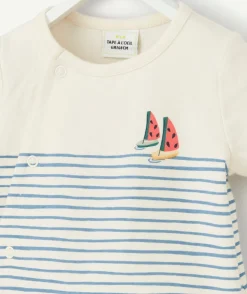 Pyjama à manches courtes en coton bio avec rayures