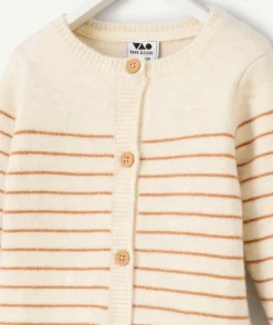 Pyjama naissance rayé beige boutons