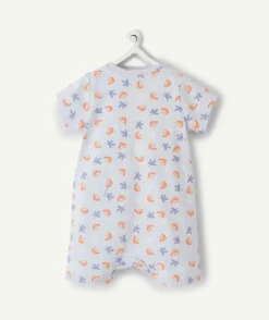 Pyjama short bleu imprimé oiseau en coton biologique